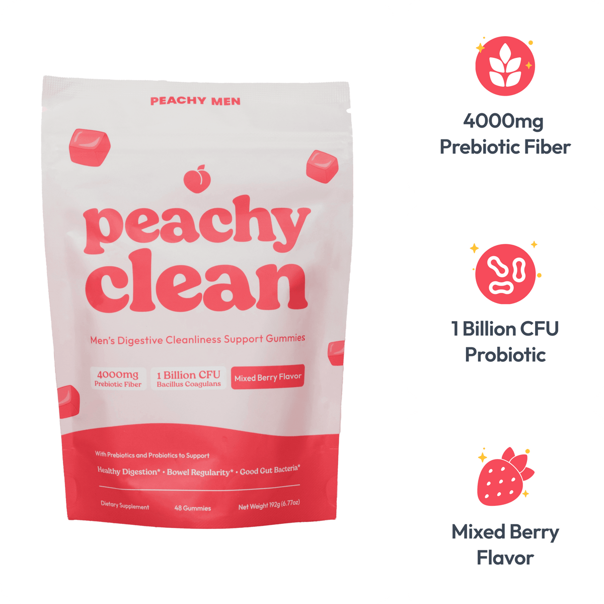 Juicy Peach Flavor Peachy Clean Pre+Probiotic Fiber Gummies
