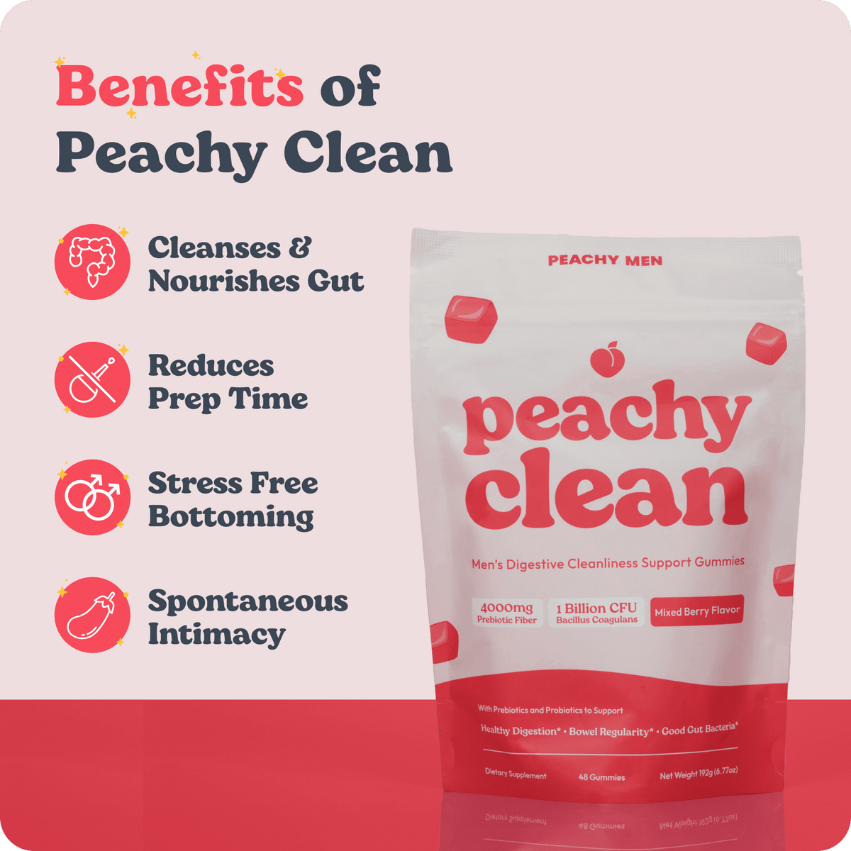 Juicy Peach Flavor Peachy Clean Pre+Probiotic Fiber Gummies