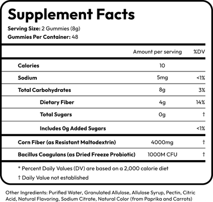 Juicy Peach Flavor Peachy Clean Pre+Probiotic Fiber Gummies