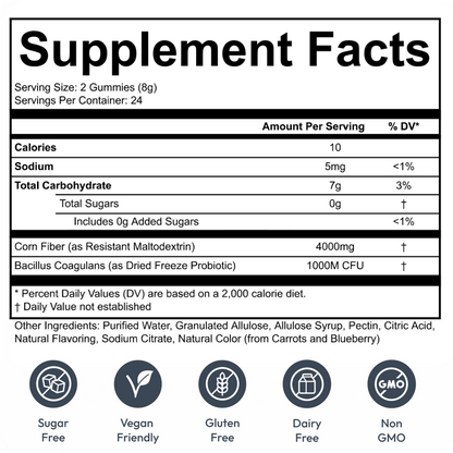 Juicy Peach Flavor Peachy Clean Pre+Probiotic Fiber Gummies