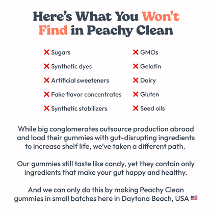 Juicy Peach Flavor Peachy Clean Pre+Probiotic Fiber Gummies